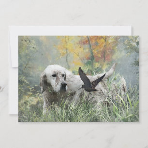 English Setter , woodcock hunting season , Art Invitation
