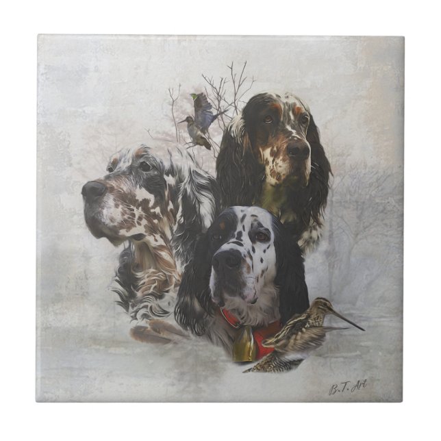 English Setter , woodcock hunting  Tile (Front)