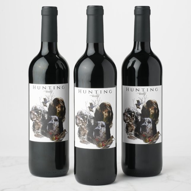 English Setter , woodcock hunting  Wine Label (Bottles)