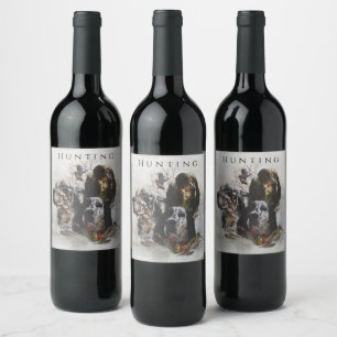 English Setter , woodcock hunting Wine Label