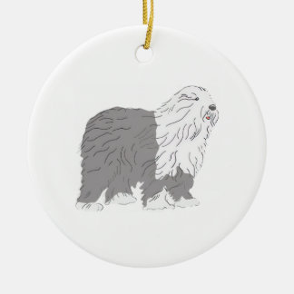 English Sheepdog Ceramic Tree Decoration