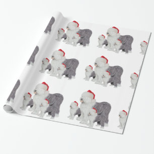 English Sheepdog Glossy Wrapping Paper, 30" x 6' Paper