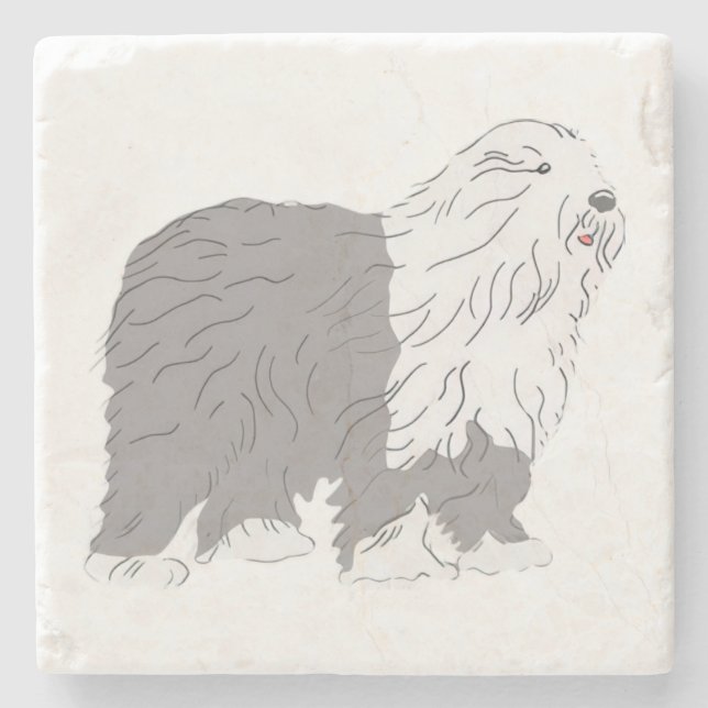 English Sheepdog Stone Coaster (Front)