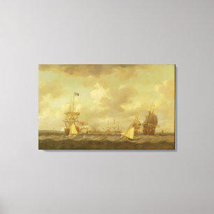 English Ships Coming to Anchor in a Fresh Breeze ( Canvas Print