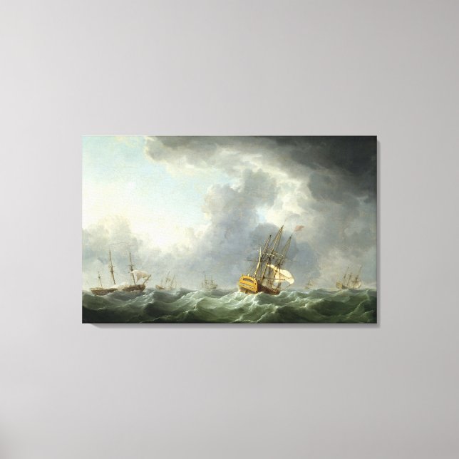 English Ships Running Before a Gale Canvas Print (Front)