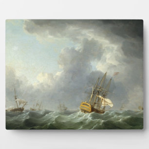 English Ships Running Before a Gale (oil on canvas Plaque