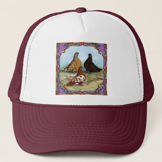 English Shortfaced Pigeons Framed Trucker Hat (Front)