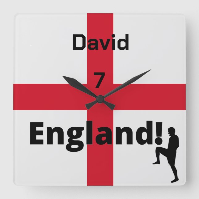 English Soccer Player customisable  Square Wall Clock (Front)