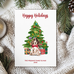 English Spaniel Dog Family Christmas Holiday Card
