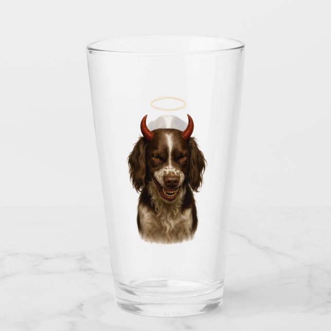 English Springer Spaniel Angel / Devil Glass (Front)