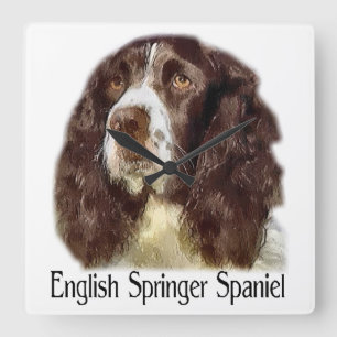 English Springer Spaniel Art Square Wall Clock