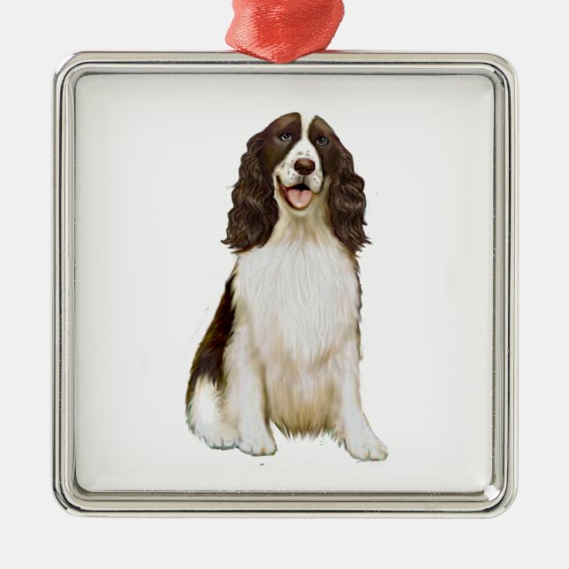English Springer Spaniel (B) - Liver and White Metal Tree Decoration (Front)