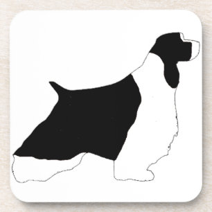 English Springer Spaniel black white silo Coaster