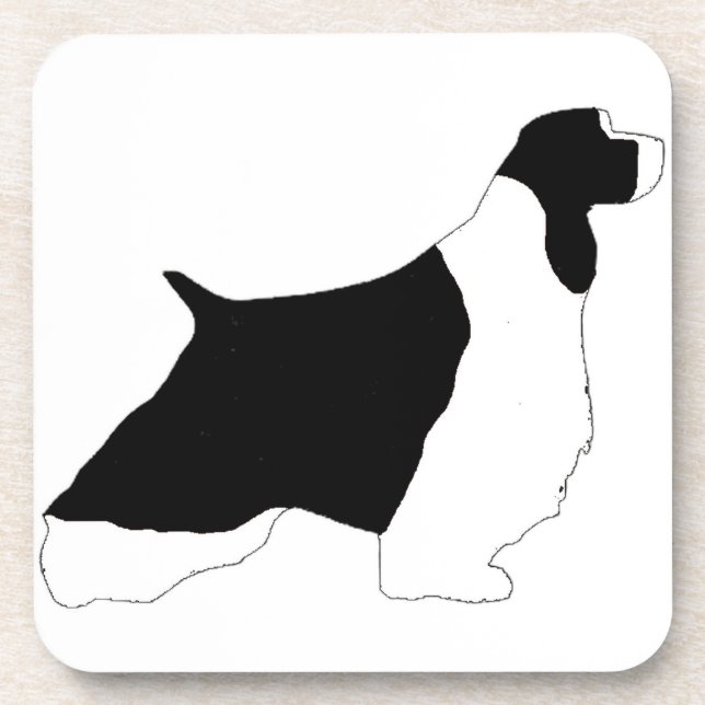 English Springer Spaniel black white silo Coaster (Front)