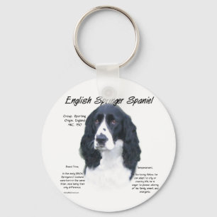 English Springer Spaniel (blk) History Design Key Ring