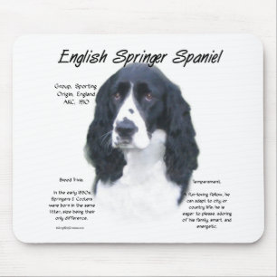 English Springer Spaniel (blk) History Design Mouse Pad