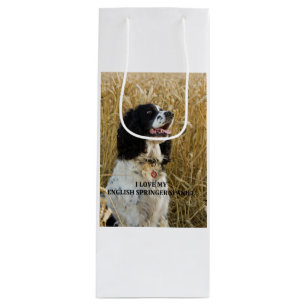 english springer spaniel bwlove w pic wine gift bag