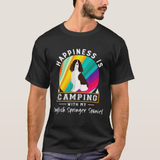 English Springer Spaniel Camping Hiking Outdoors E T-Shirt