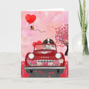 English Springer Spaniel Car Hearts Valentine's Card