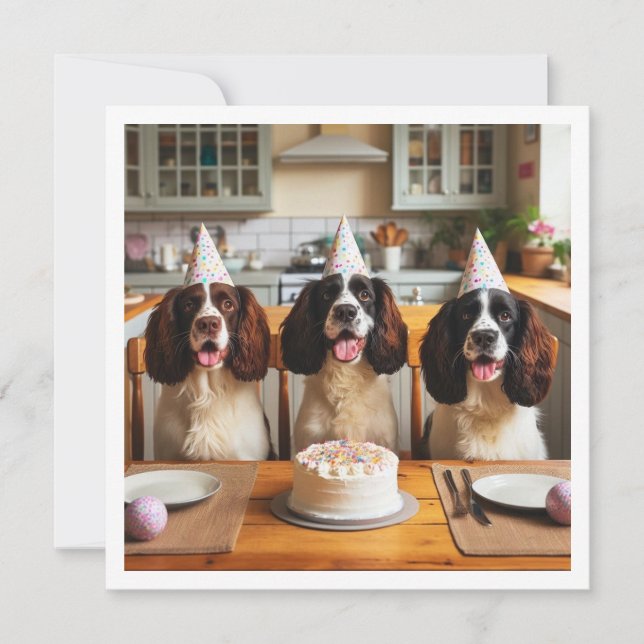 English Springer Spaniel card,  Spaniel birthday Invitation (Front)