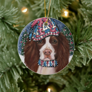 ENGLISH SPRINGER SPANIEL CERAMIC TREE DECORATION
