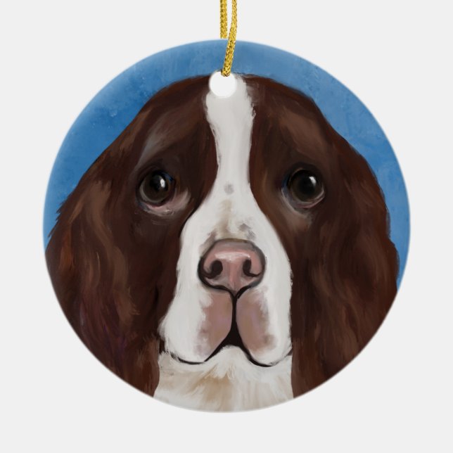 ENGLISH SPRINGER SPANIEL    CERAMIC TREE DECORATION (Front)