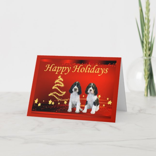 English Springer Spaniel Christmas Card Stars (Front)