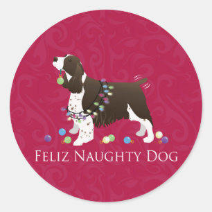 English Springer Spaniel Christmas Design Classic Round Sticker