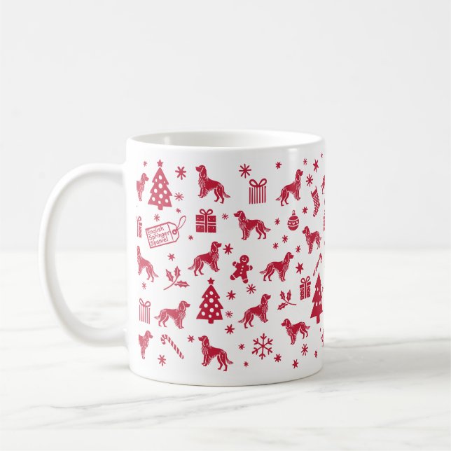English Springer Spaniel Christmas Design Coffee Mug (Left)