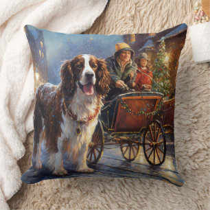 English Springer Spaniel Christmas Festive Season Cushion