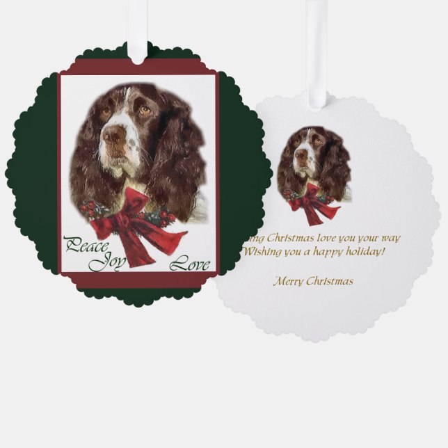 English Springer Spaniel Christmas Gifts Tree Decoration Card (Front/Back)
