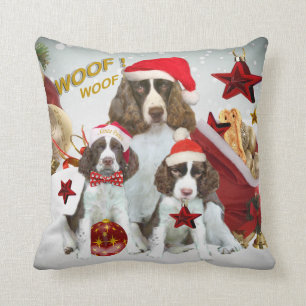 English Springer Spaniel Christmas Pillow