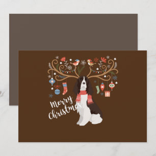 English Springer Spaniel Christmas Reindeer Dog Invitation