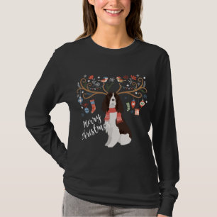 English Springer Spaniel Christmas Reindeer Dog T-Shirt