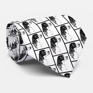 English Springer Spaniel Dog Black White Art Tie
