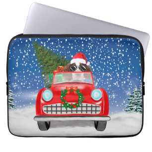 English Springer Spaniel Dog Car In Snow Christmas Laptop Sleeve