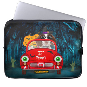 English Springer Spaniel dog Car Scary Halloween  Laptop Sleeve