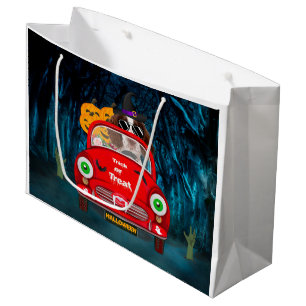 English Springer Spaniel dog Car Scary Halloween Large Gift Bag
