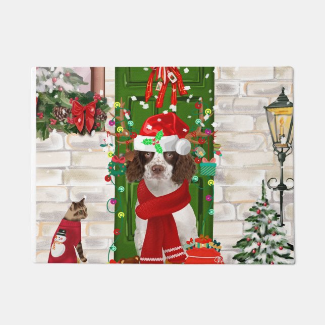 English Springer Spaniel Dog Christmas  Doormat (Front)