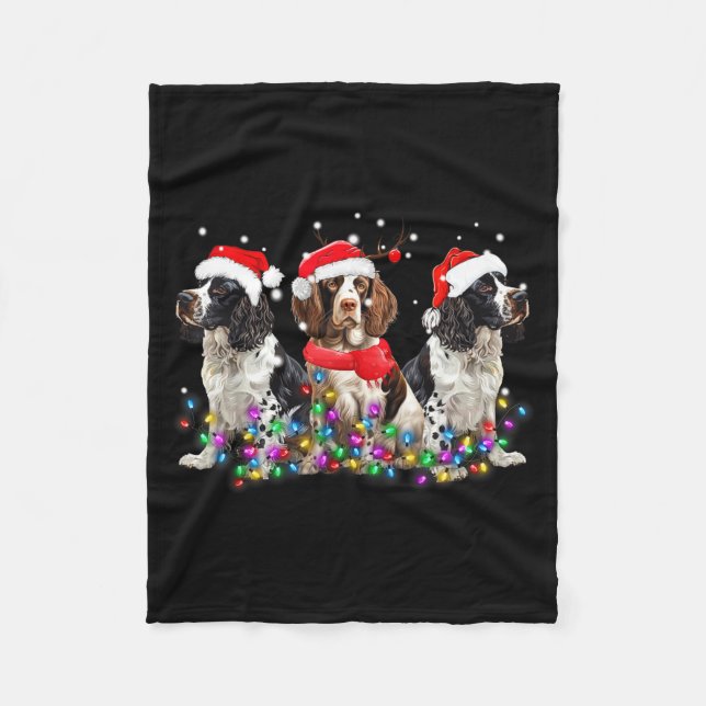 English Springer Spaniel Dog Christmas Matching Fa Fleece Blanket (Front)