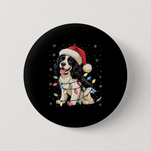 English Springer Spaniel Dog Christmas Tree Lights 6 Cm Round Badge (Front)