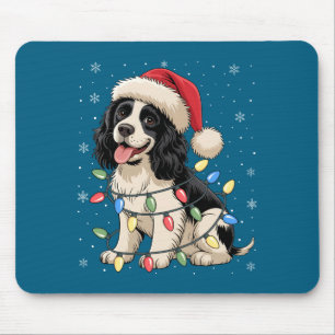 English Springer Spaniel Dog Christmas Tree Lights Mouse Pad