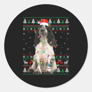 English Springer Spaniel Dog Christmas Ugly Sweate Classic Round Sticker