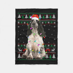 English Springer Spaniel Dog Christmas Ugly Sweate Fleece Blanket