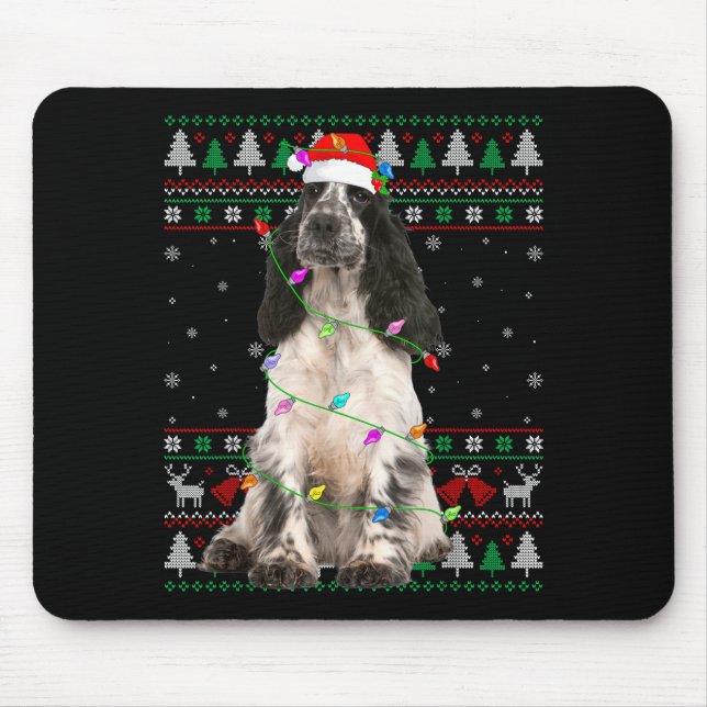 English Springer Spaniel Dog Christmas Ugly Sweate Mouse Pad (Front)