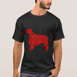 English Springer Spaniel Dog Cute Silhouette Heart T-Shirt