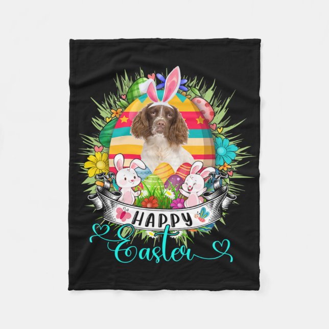 English Springer Spaniel Dog In Easter Eggs Sket _ Fleece Blanket (Front)