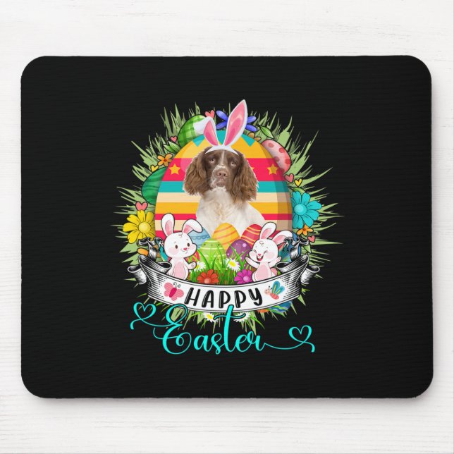 English Springer Spaniel Dog In Easter Eggs Sket  Mouse Pad (Front)