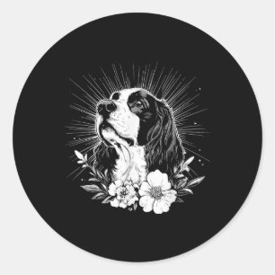 English Springer Spaniel Dog Lover Retro Style Tat Classic Round Sticker