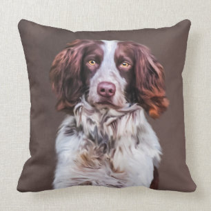 English Springer Spaniel Dog Oil Painting Portrait Cushion